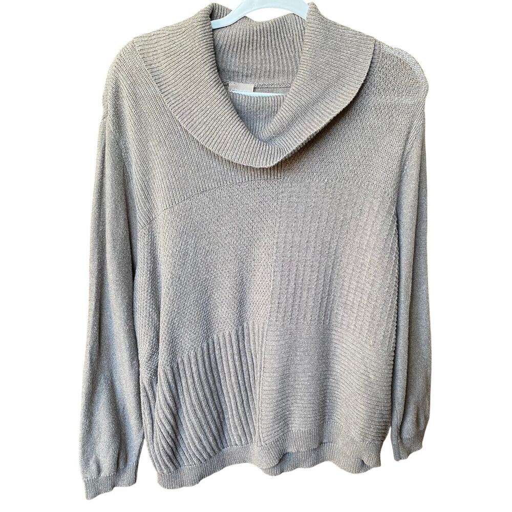 Chicos Knit Cowl Sweater Brown Womens Size 3 XL